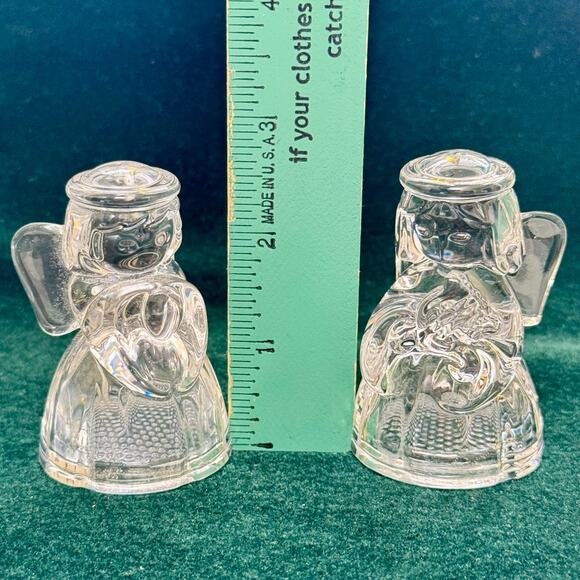 Lenox Crystal Angel Salt & Pepper Set 3" Preowned in box With Stoppers Christmas - Picture 12 of 13